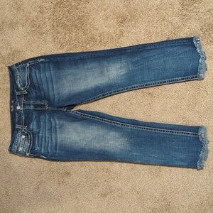 Miss Me Embellished Flower Pockets Blue Denim Skinny Ankle Jeans Size Women 33